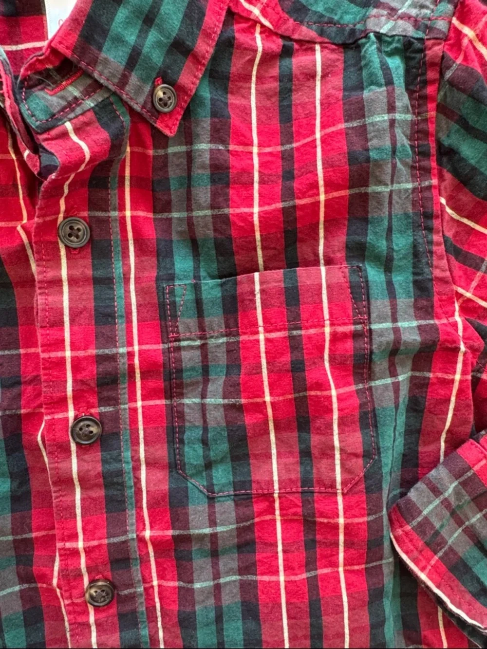 Gymboree Red and Green Plaid Button-Down Shirt